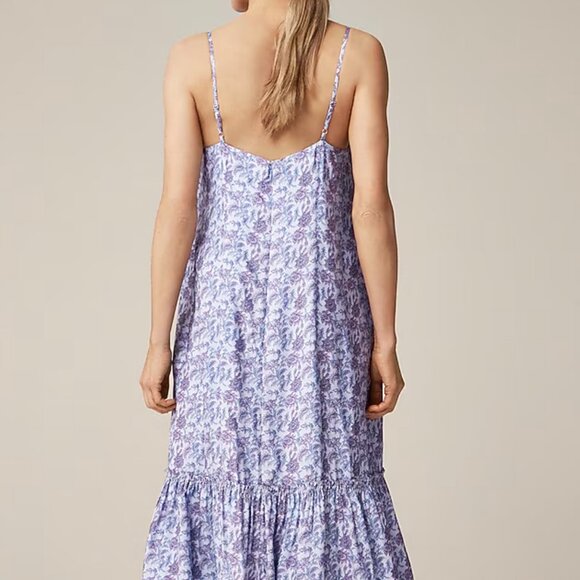 J. Crew NWT Tiered dress in dusty periwinkle block print Size Medium - Picture 7 of 10
